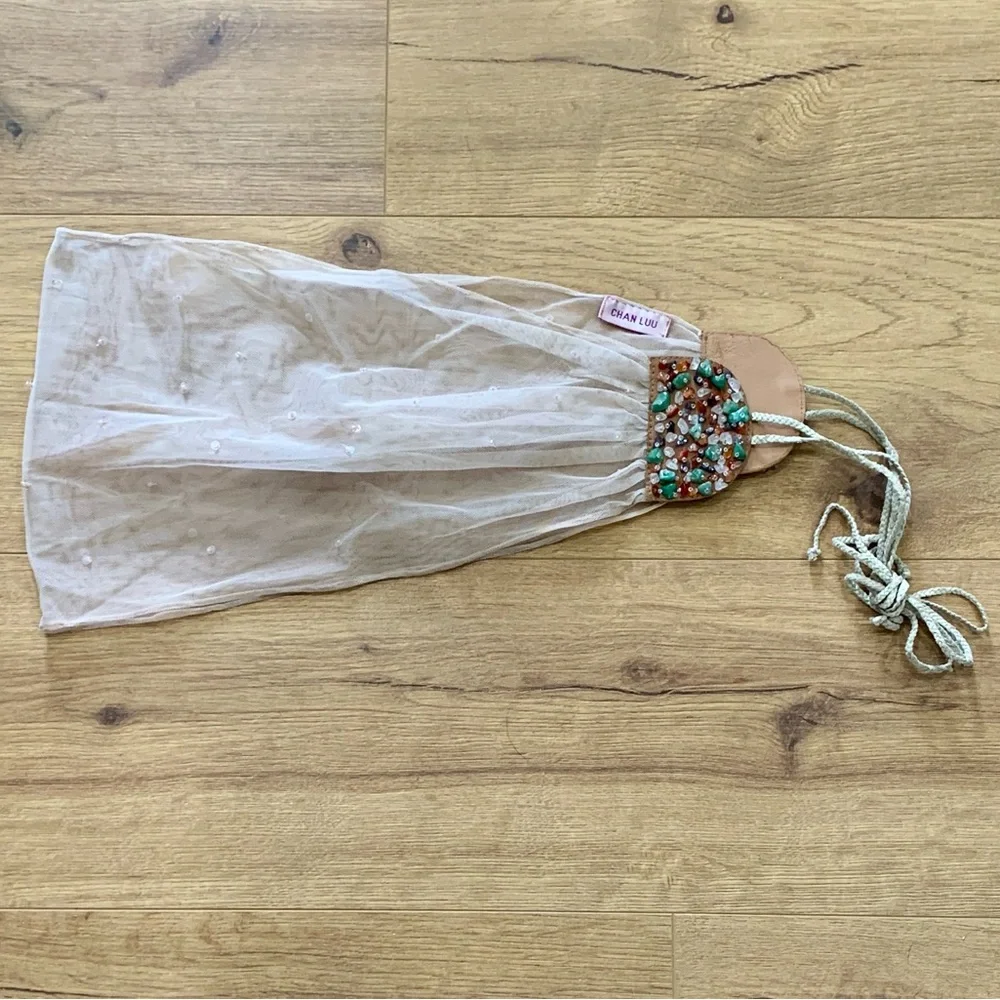 Chan Luu Semi Precious Stones Mesh Belt - Beige - Picture 6 of 15
